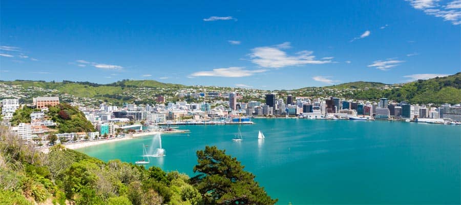 Blue waters of Wellington on a New Zealand cruise