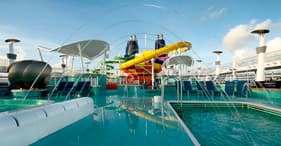 Norwegian Epic cruise ship Aqua Park with multi-story water slides and sun deck
