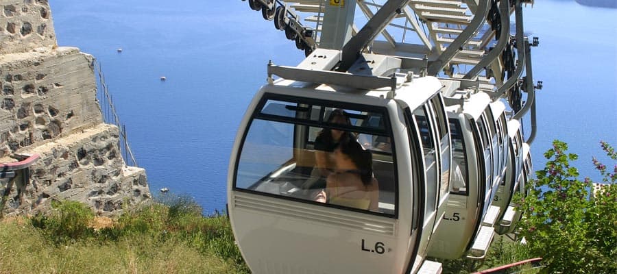 Ride the cable car on Santorini cruise